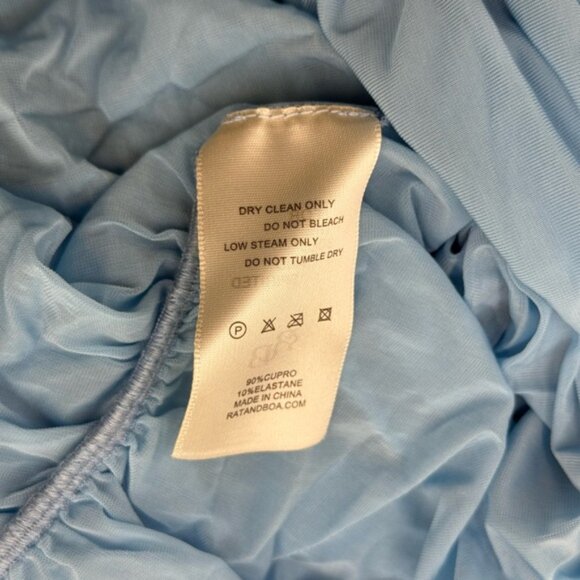 🆕 RAT & BOA 🧿 NWOT Freja Slinky Baby Blue Tie-Waist T-Shirt Mini Dress, Sz XXS - Picture 14 of 14